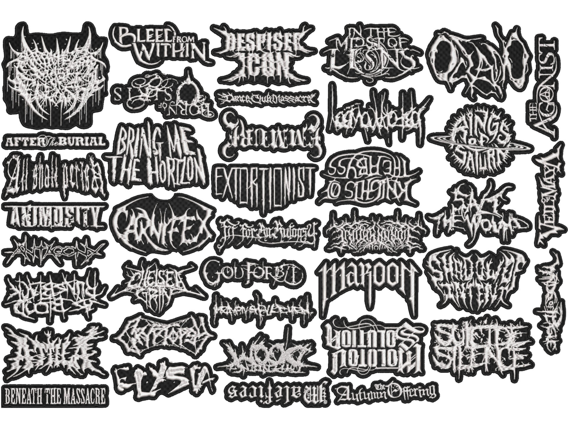 DEATHCORE METAL full EMBROIDERY Shaped 10pcs/Lot Random Mix Sew-On Patches Fashion Battle Vest Patch