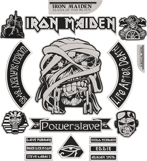 Iron Maiden Powerslave Embroidered Full Patch Set for Battle Vest – 18PCS