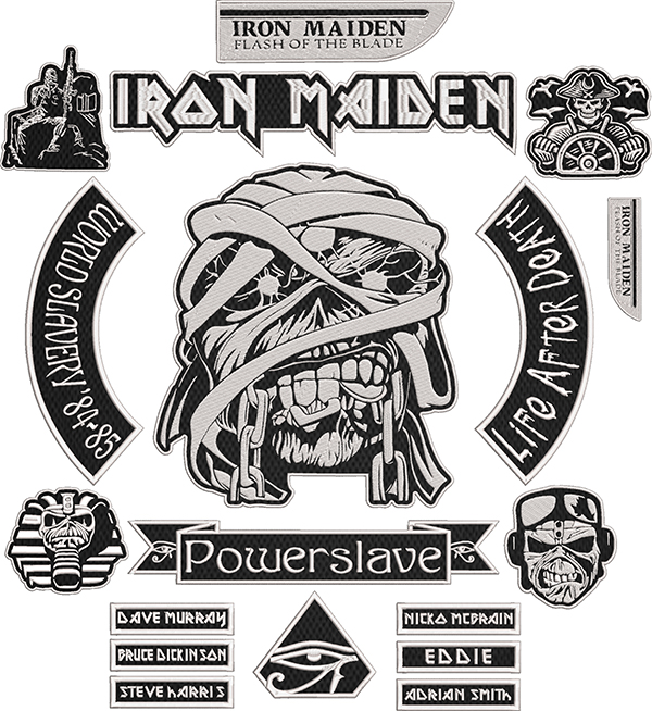 Iron Maiden Powerslave Embroidered Full Patch Set for Battle Vest – 18PCS